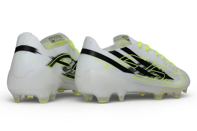 Adidas सफेद पीला पारदर्शी इरिडेसेंट सोल नियोन अकेंट पाइपिंग फर्म-ग्राउंड सॉकर जूते 5