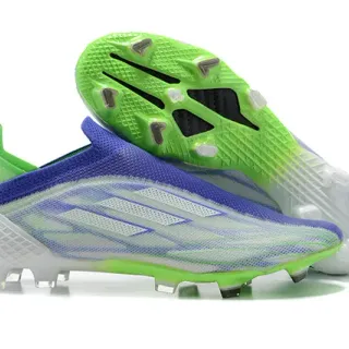 Adidas X Speedportal Neon Green Blue Chaussures de football à crampons pour terrain ferme