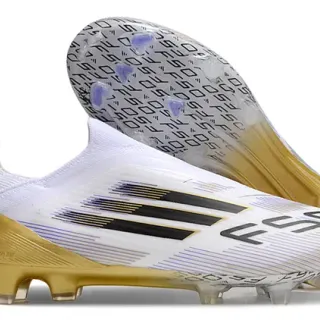 Adidas X Speedportal أبيض ذهبي أسود أحذية كرة القدم للأرض الصلبة