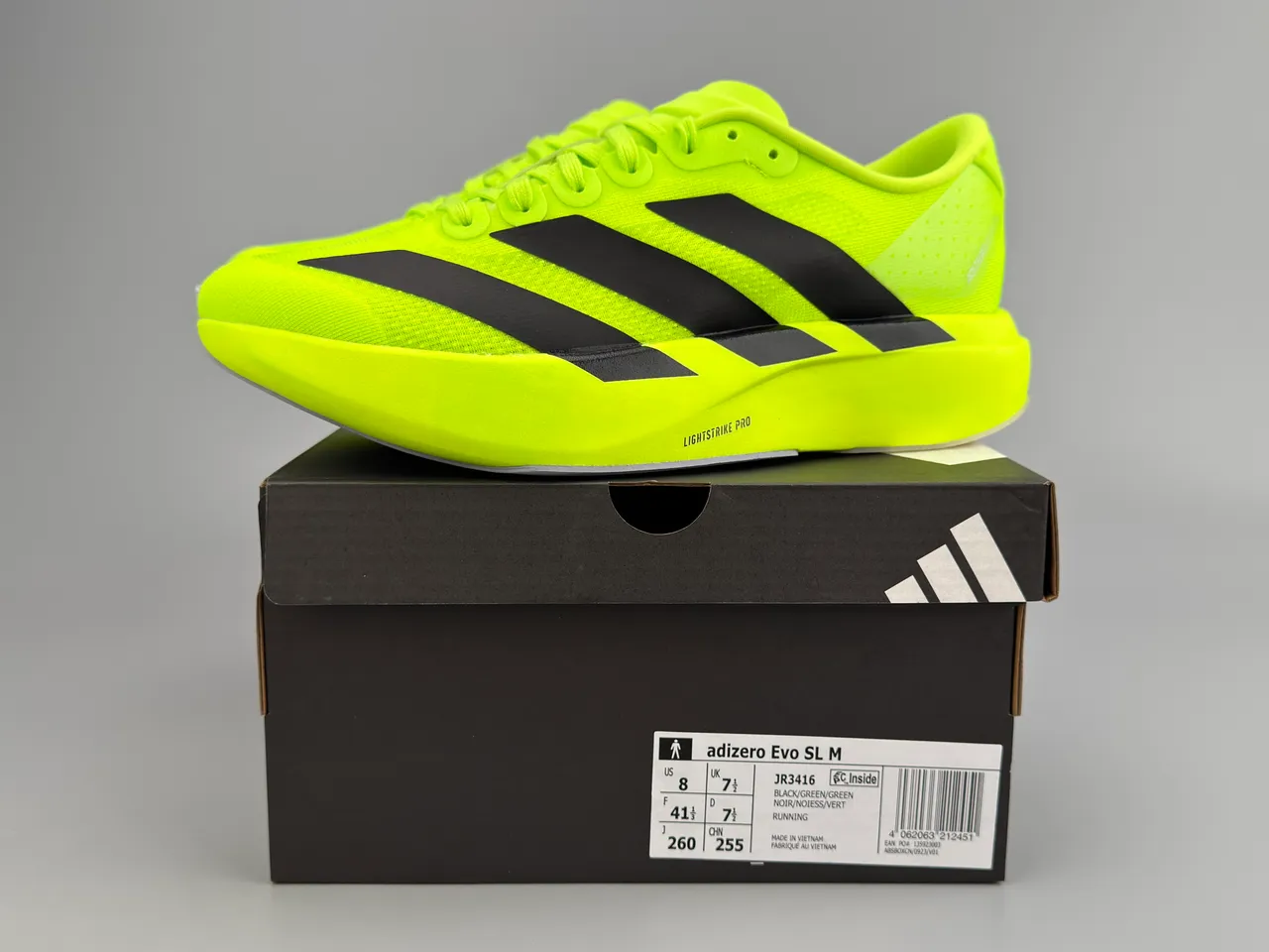 Adidas Chaussures de course avec tige en maille neon jaune noir, branding de trois bandes 4