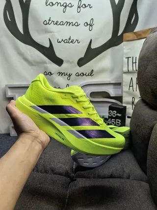 Adidas Yellow Purple Neon Mesh Upper Black And Gradient Three Stripes Running Shoes 5