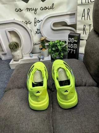 Adidas Yellow Purple Neon Mesh Upper Black And Gradient Three Stripes Running Shoes 8