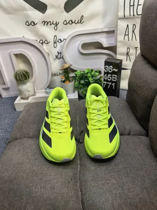 Adidas Yellow Purple Neon Mesh Upper Black And Gradient Three Stripes Running Shoes 10