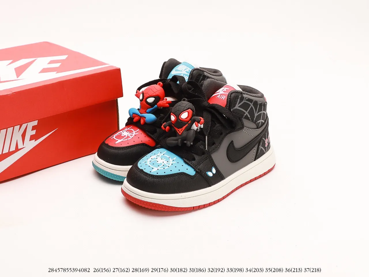 Air Jordan 1 High বাচ্চাদের কালো সাদা লাল ধূসর নীল স্পাইডারওয়েব বাস্কেটবল জুতা 3