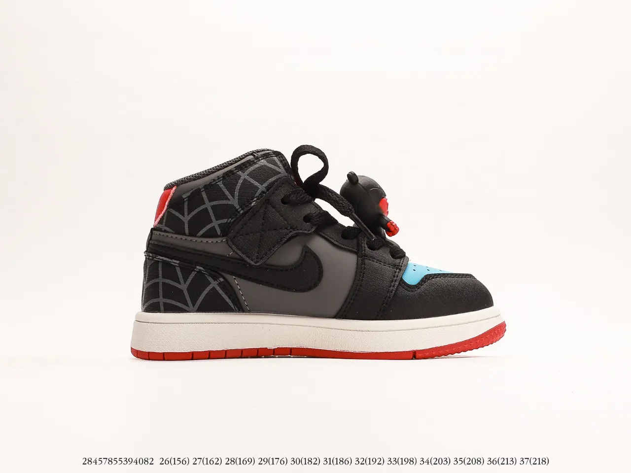 Air Jordan 1 High বাচ্চাদের কালো সাদা লাল ধূসর নীল স্পাইডারওয়েব বাস্কেটবল জুতা 14