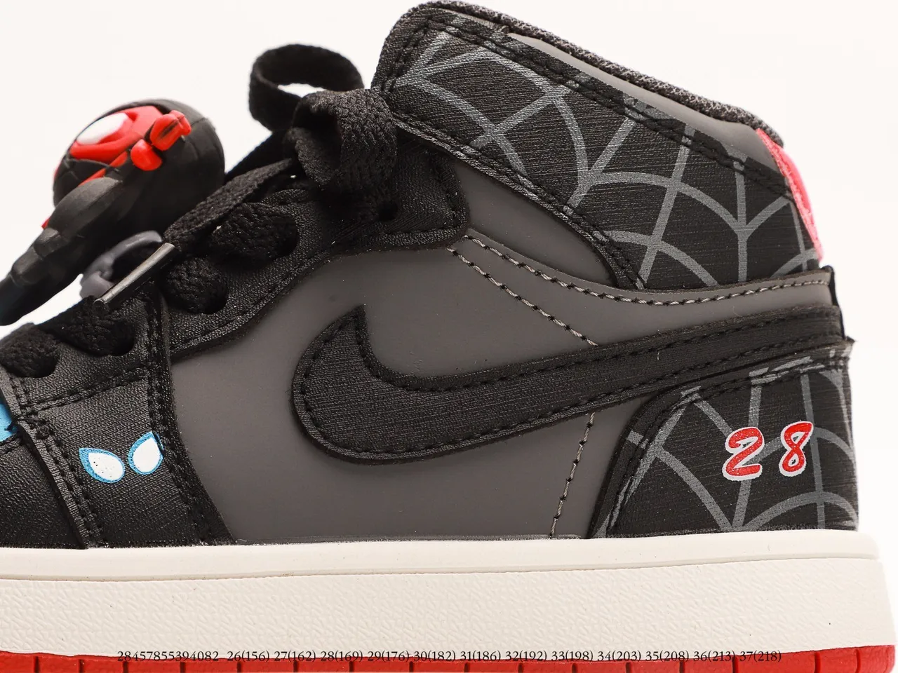 Air Jordan 1 High বাচ্চাদের কালো সাদা লাল ধূসর নীল স্পাইডারওয়েব বাস্কেটবল জুতা 19
