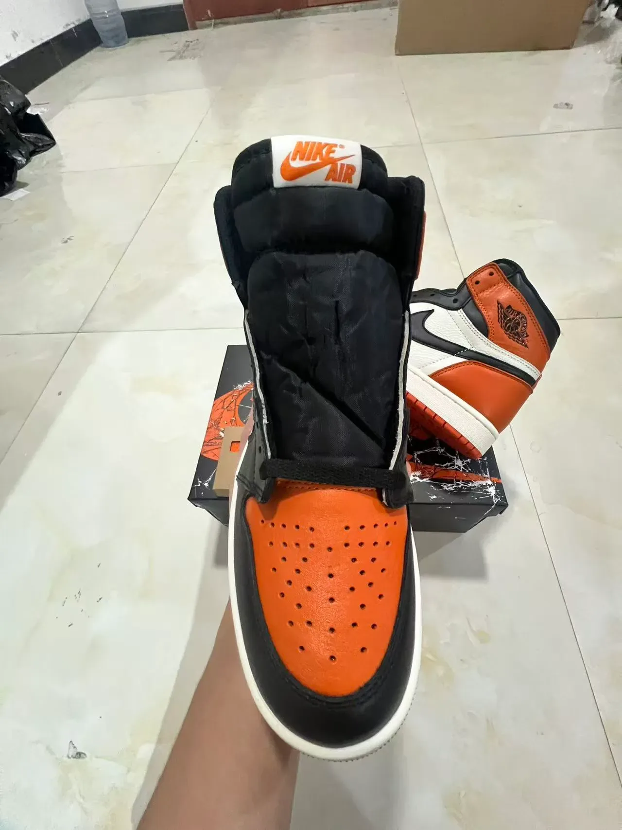 Air Jordan 1 High Zapatillas de Baloncesto Blancas Negras Naranja 3