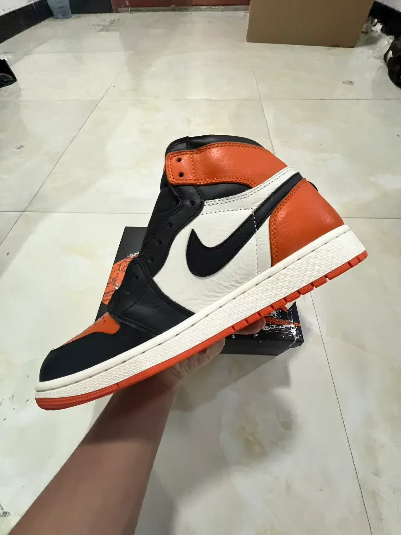 Air Jordan 1 High Zapatillas de Baloncesto Blancas Negras Naranja 5