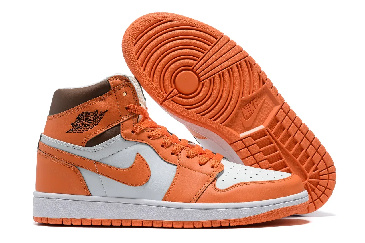 Air Jordan 1 नारंगी और ग्रे हाई टॉप बास्केटबॉल जूते 3