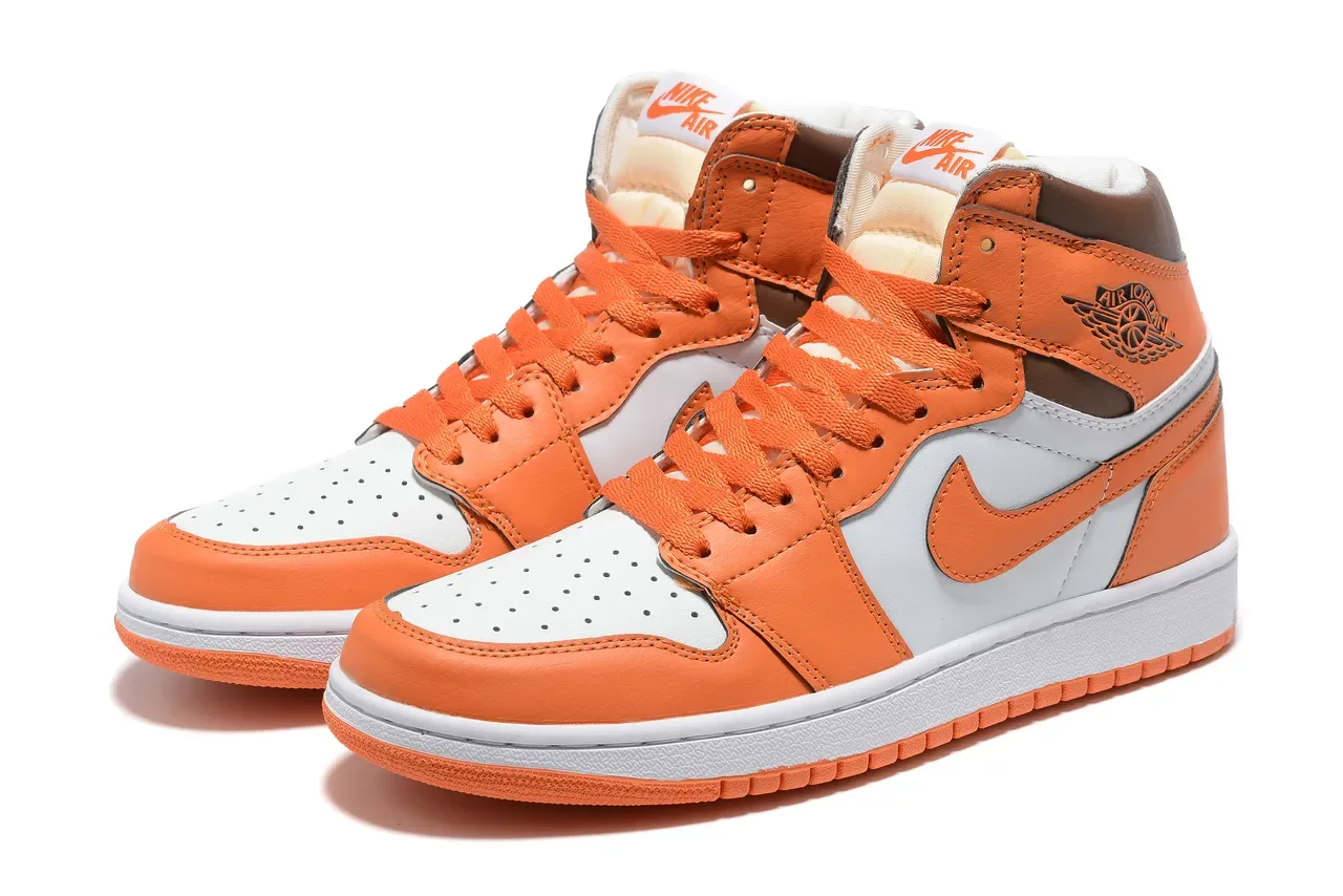 Air Jordan 1 नारंगी और ग्रे हाई टॉप बास्केटबॉल जूते 4