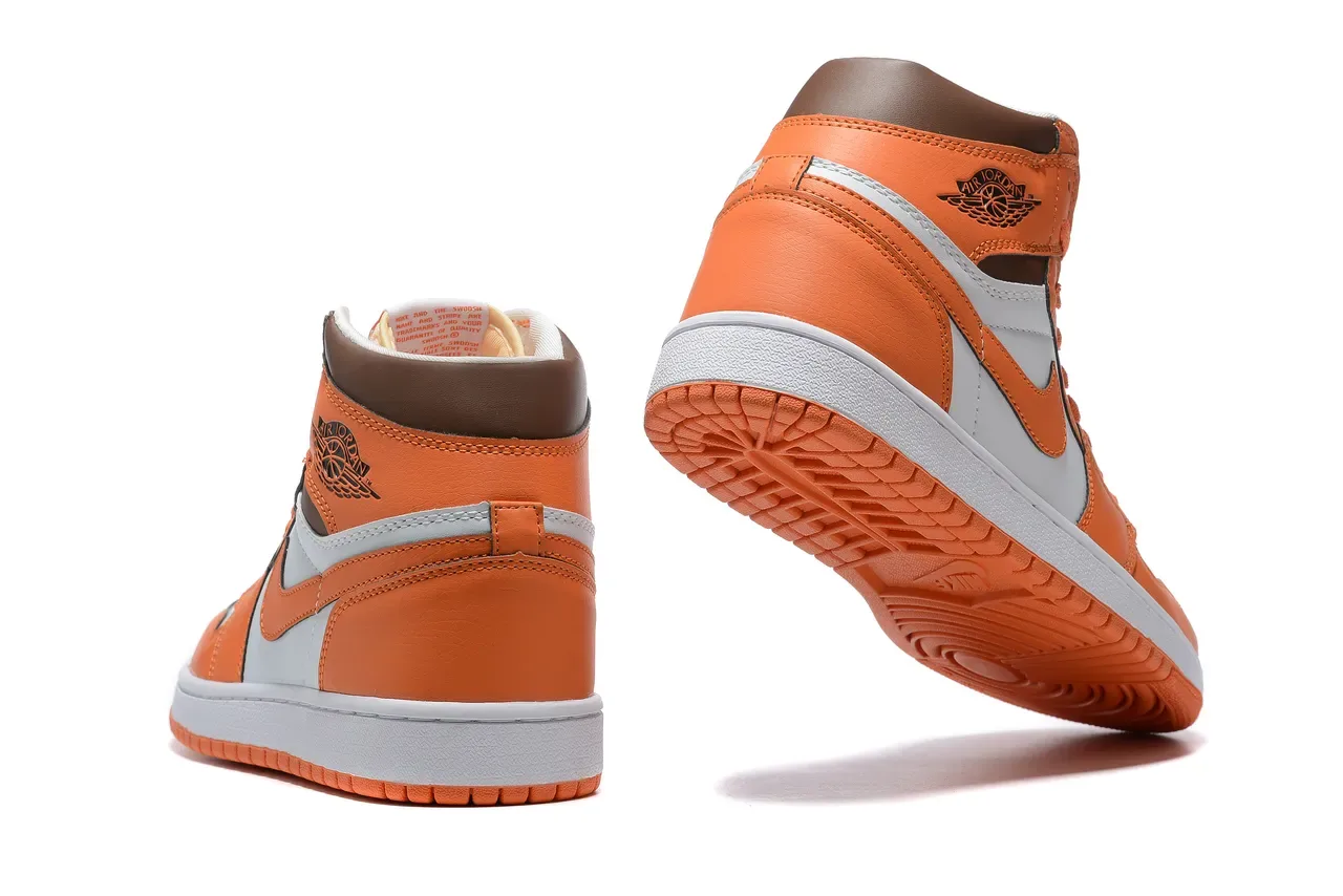 Air Jordan 1 नारंगी और ग्रे हाई टॉप बास्केटबॉल जूते 5