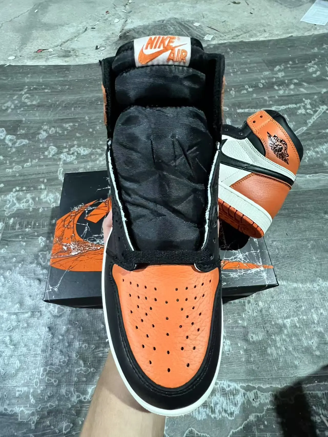 Air Jordan 1 नारंगी काला सफेद बास्केटबॉल जूते 8