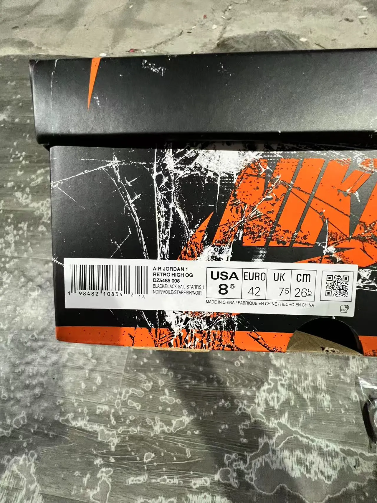 Air Jordan 1 नारंगी काला सफेद बास्केटबॉल जूते 14