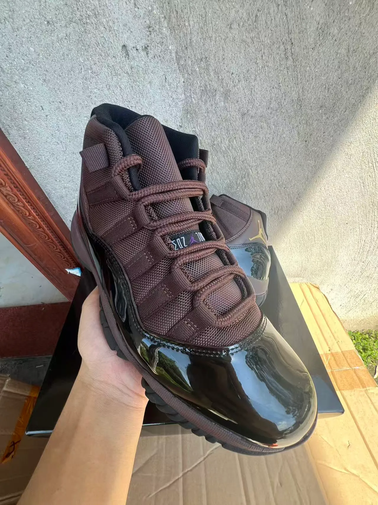 Air Jordan 11 Brown Patent Leather Basketball Shoes 2