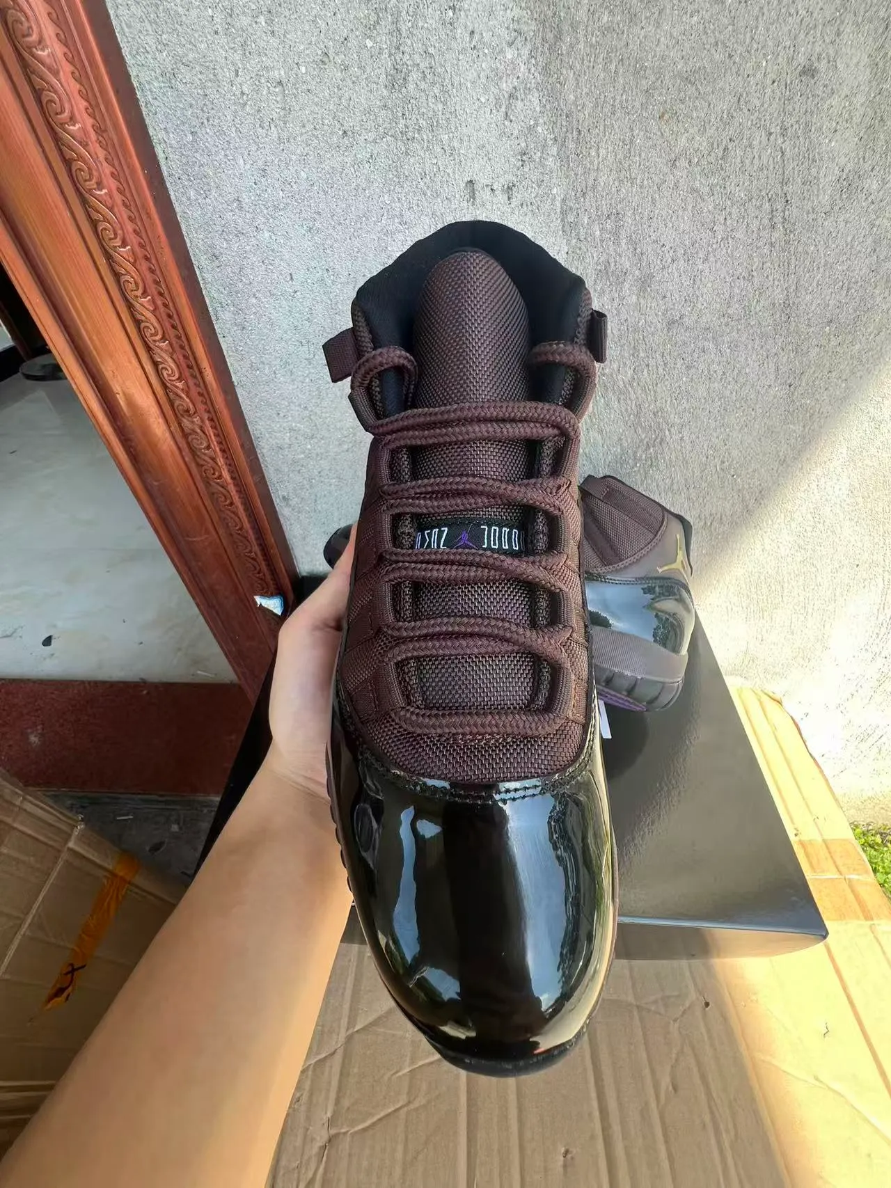 Air Jordan 11 Brown Patent Leather Basketball Shoes 3