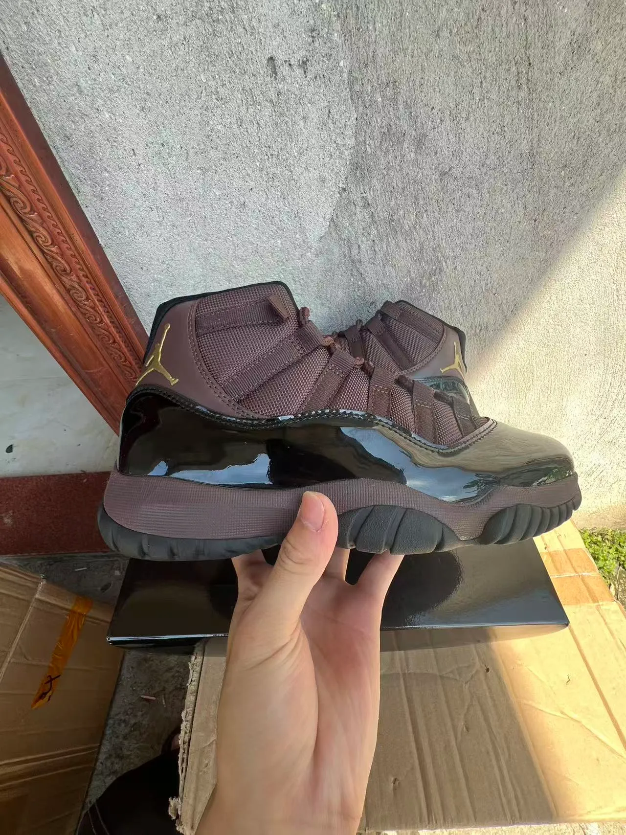 Air Jordan 11 Brown Patent Leather Basketball Shoes 7
