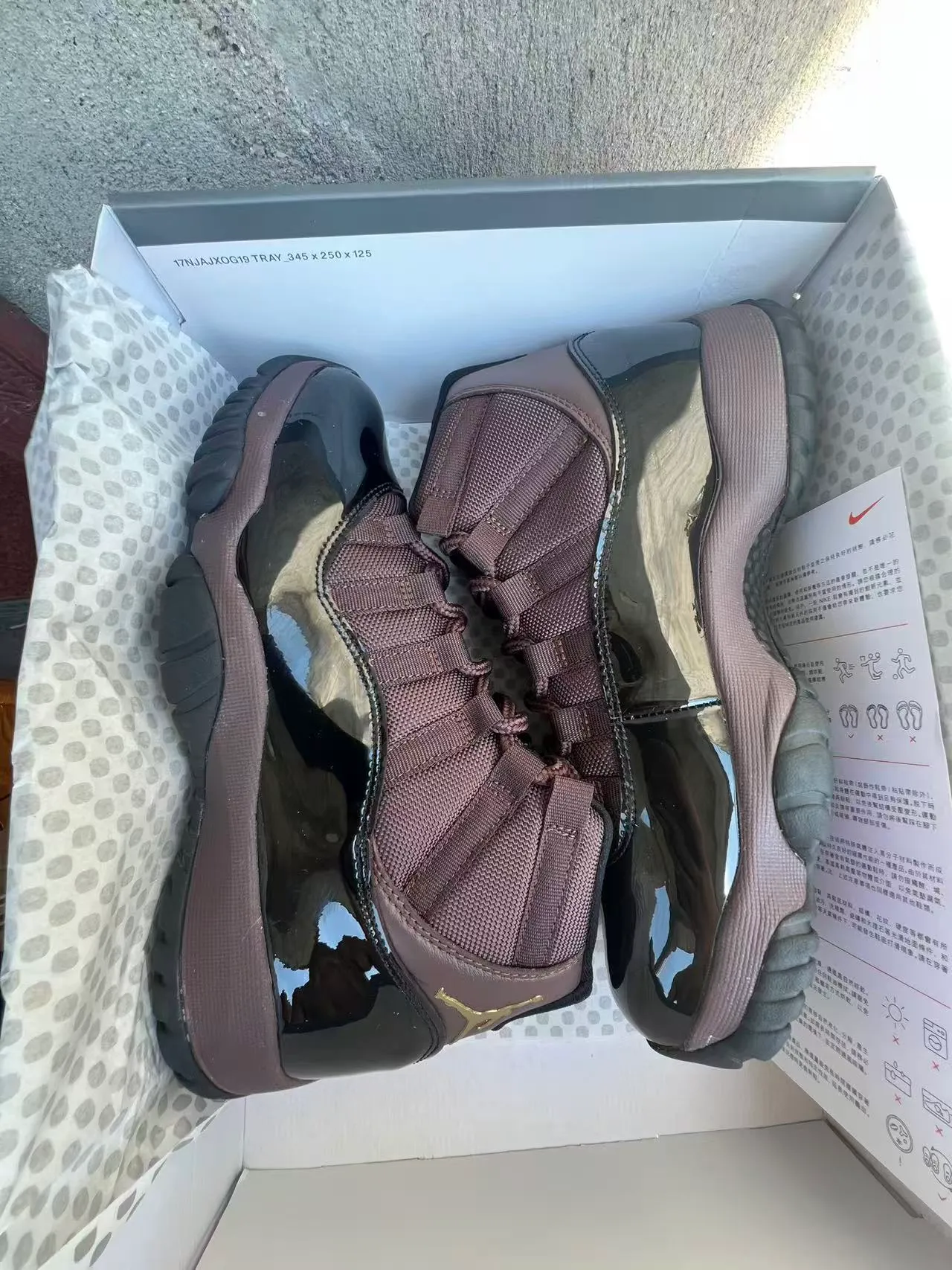 Air Jordan 11 Brown Patent Leather Basketball Shoes 9