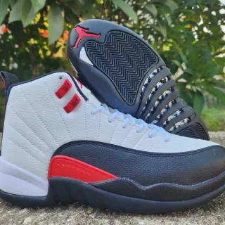 Air Jordan 12 tênis de basquete branco preto vermelho
