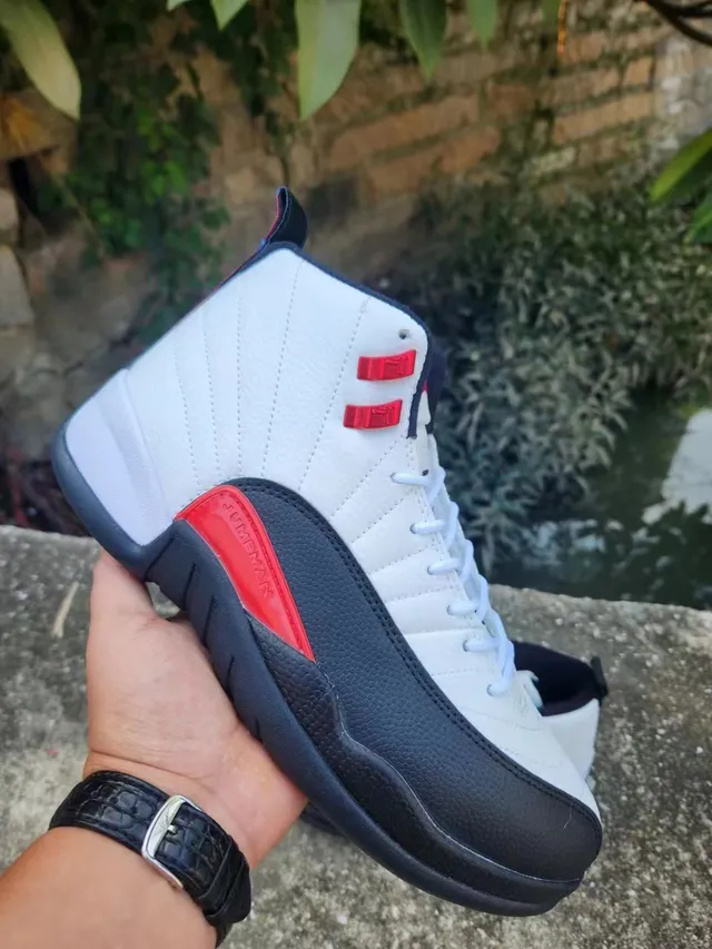 Air Jordan 12 zapatillas de baloncesto blanco negro rojo 2