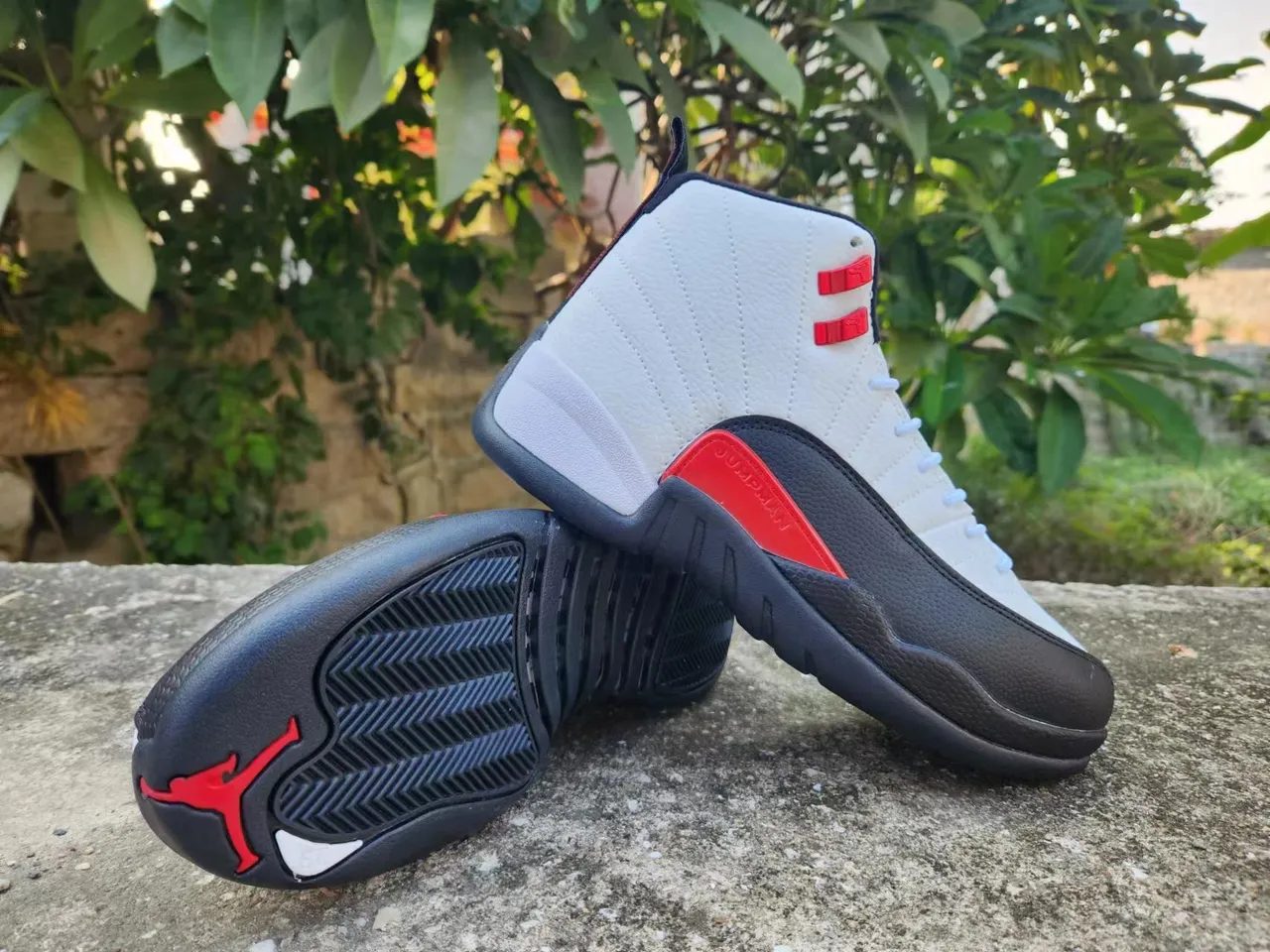 Air Jordan 12 zapatillas de baloncesto blanco negro rojo 4