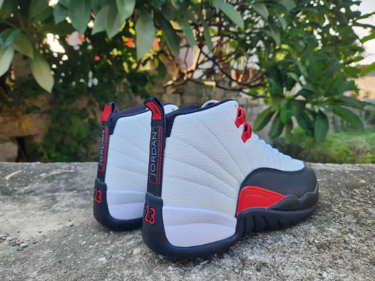 Air Jordan 12 zapatillas de baloncesto blanco negro rojo 5