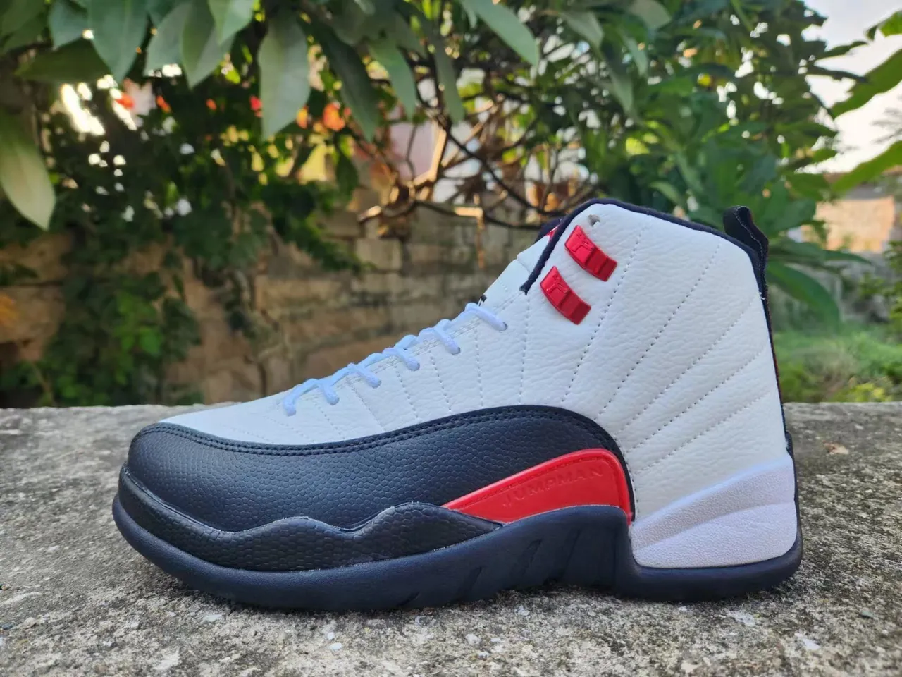 Air Jordan 12 zapatillas de baloncesto blanco negro rojo 6