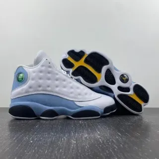 Air Jordan 13 أبيض أزرق فاتح أسود أصفر أخضر جوهرة أحذية كرة السلة