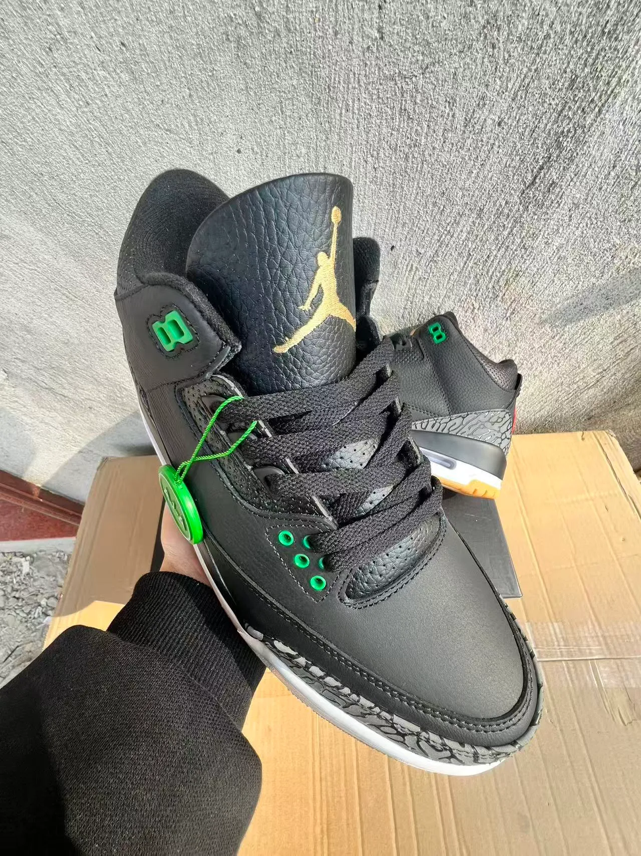 Air Jordan 3 কালো হাতি সবুজ বাস্কেটবল জুতো 2