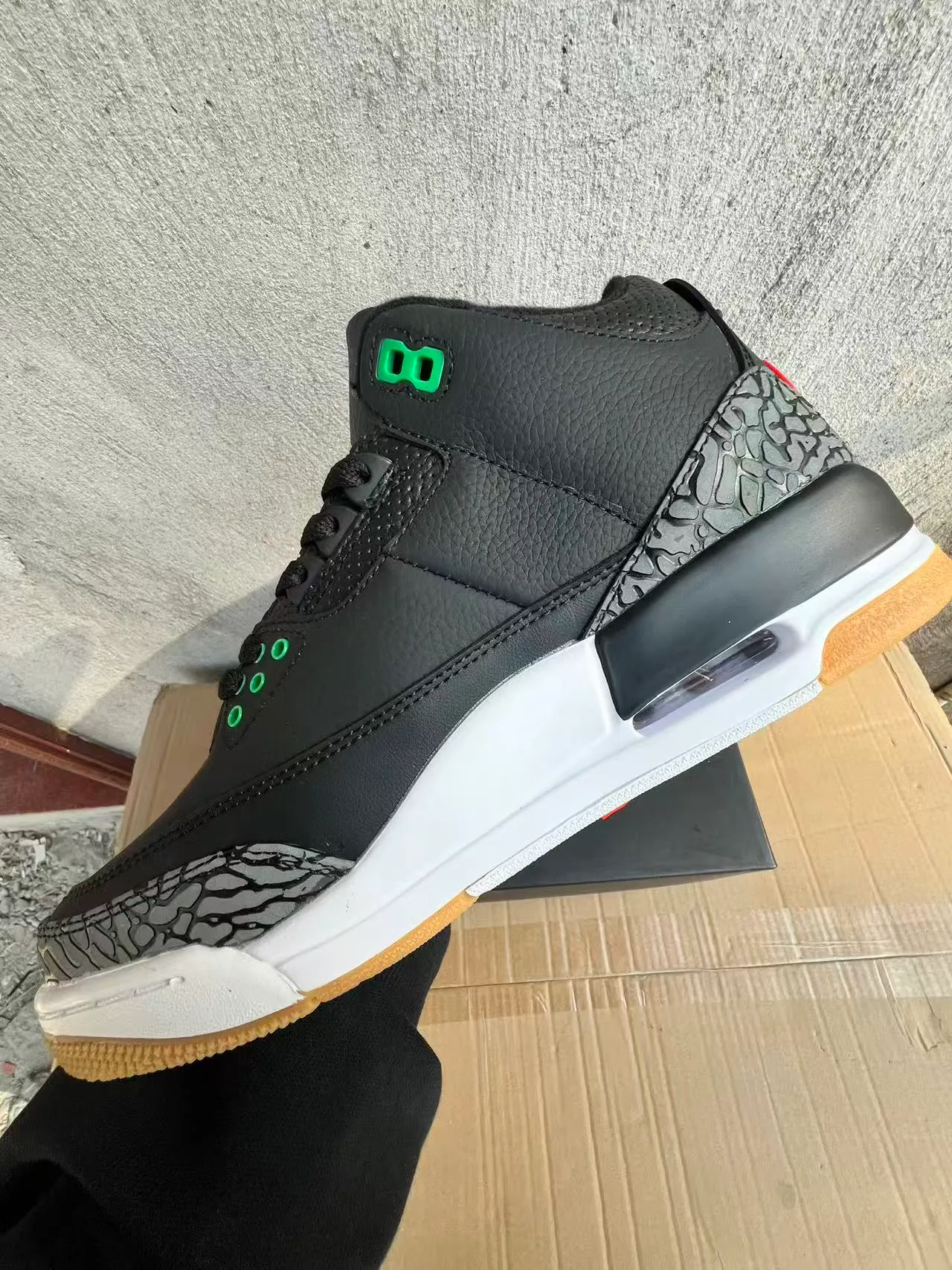 Air Jordan 3 কালো হাতি সবুজ বাস্কেটবল জুতো 5