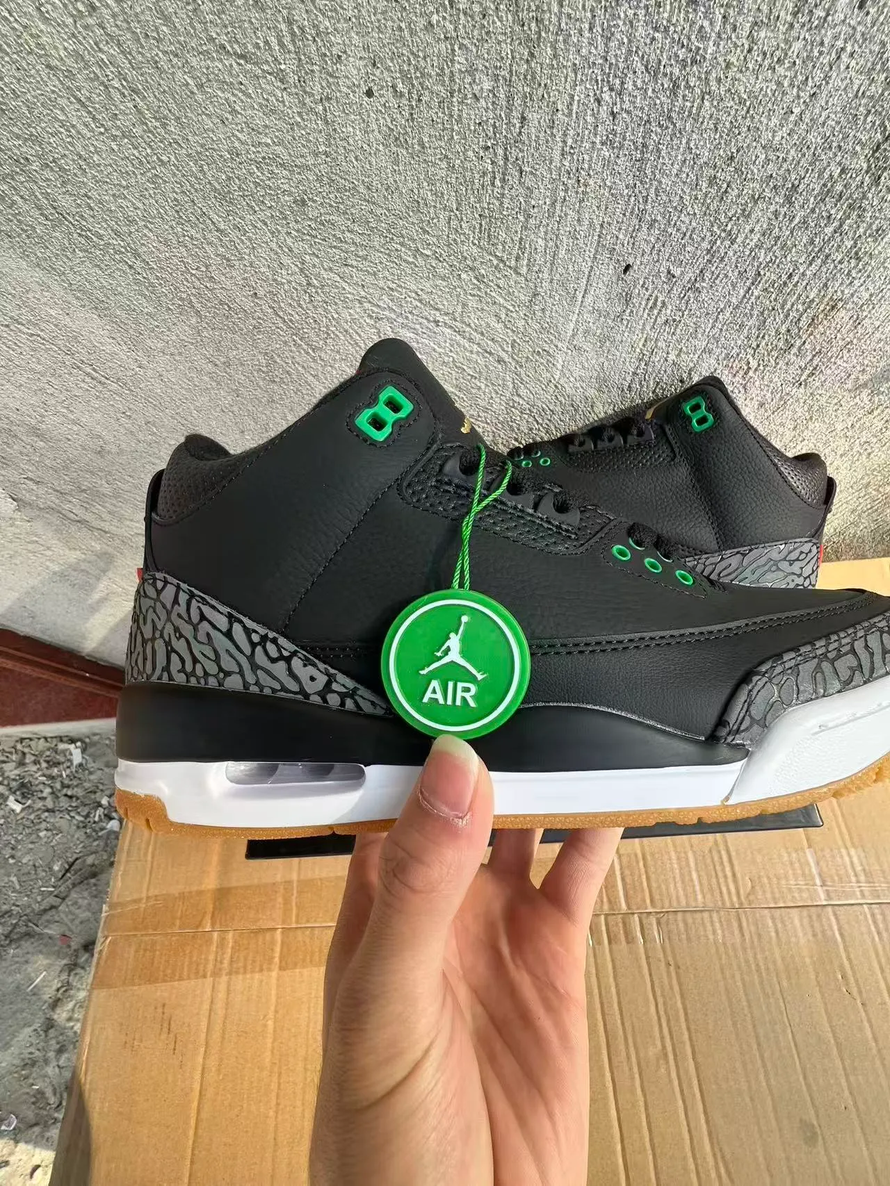 Air Jordan 3 কালো হাতি সবুজ বাস্কেটবল জুতো 7