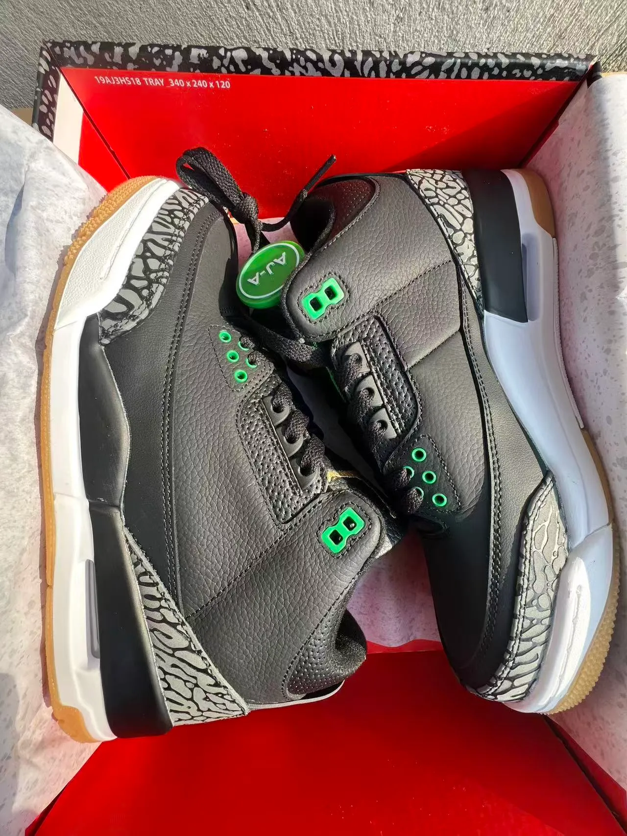 Air Jordan 3 কালো হাতি সবুজ বাস্কেটবল জুতো 9