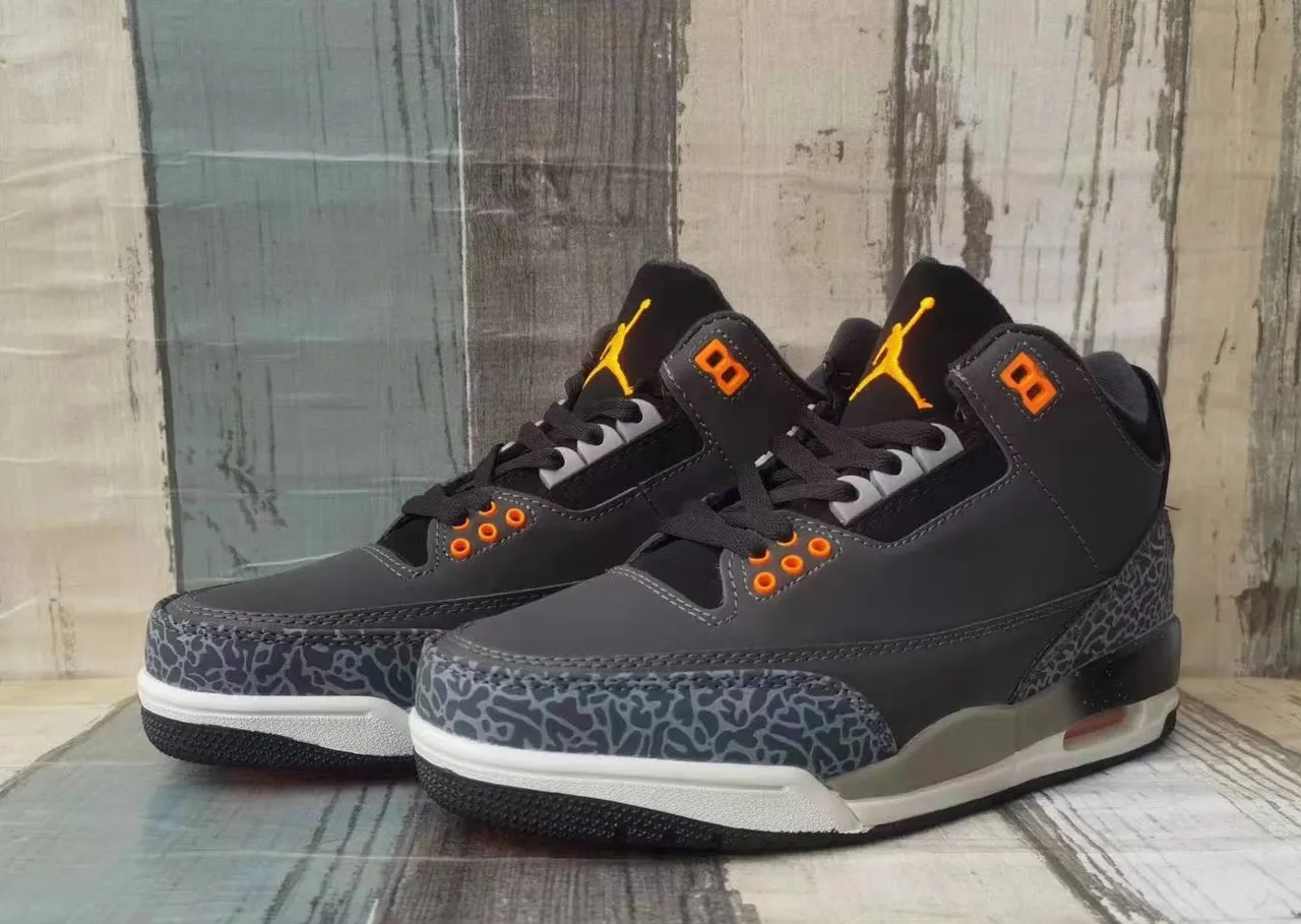 Air Jordan 3 এলিফ্যান্ট প্রিন্ট কমলা রঙের অ্যাকসেন্ট বাস্কেটবল জুতো 4