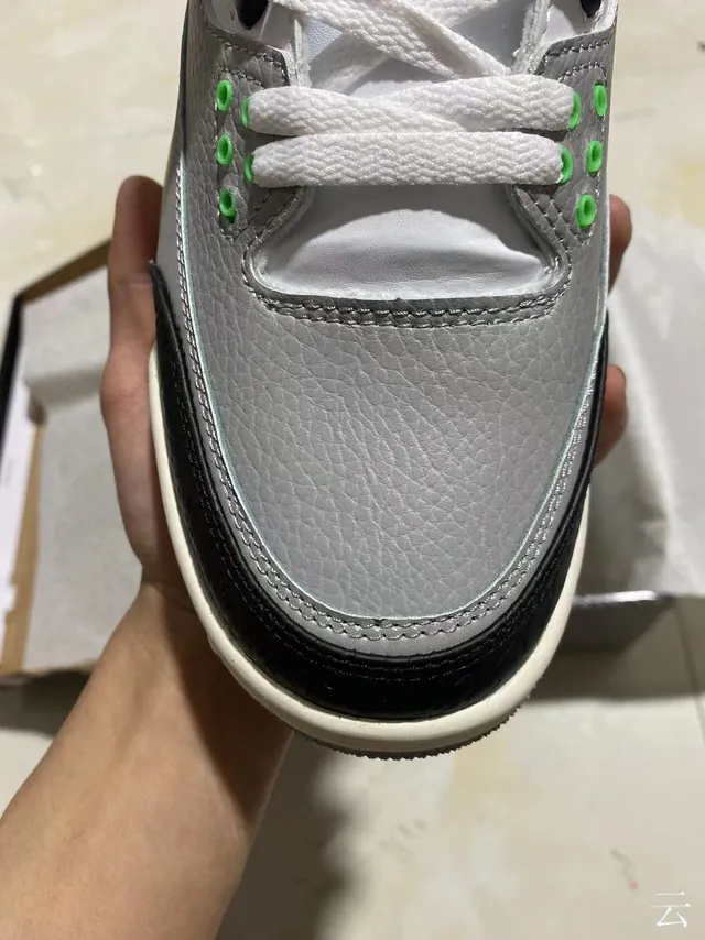 Chaussures de basketball Air Jordan 3 gris noir vert à imprimé éléphant 3