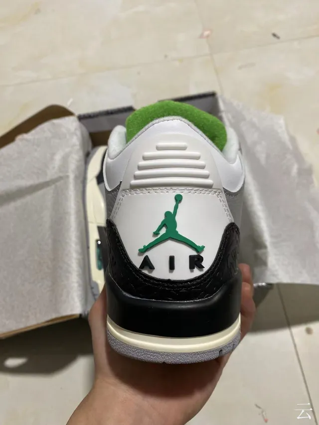 Chaussures de basketball Air Jordan 3 gris noir vert à imprimé éléphant 6