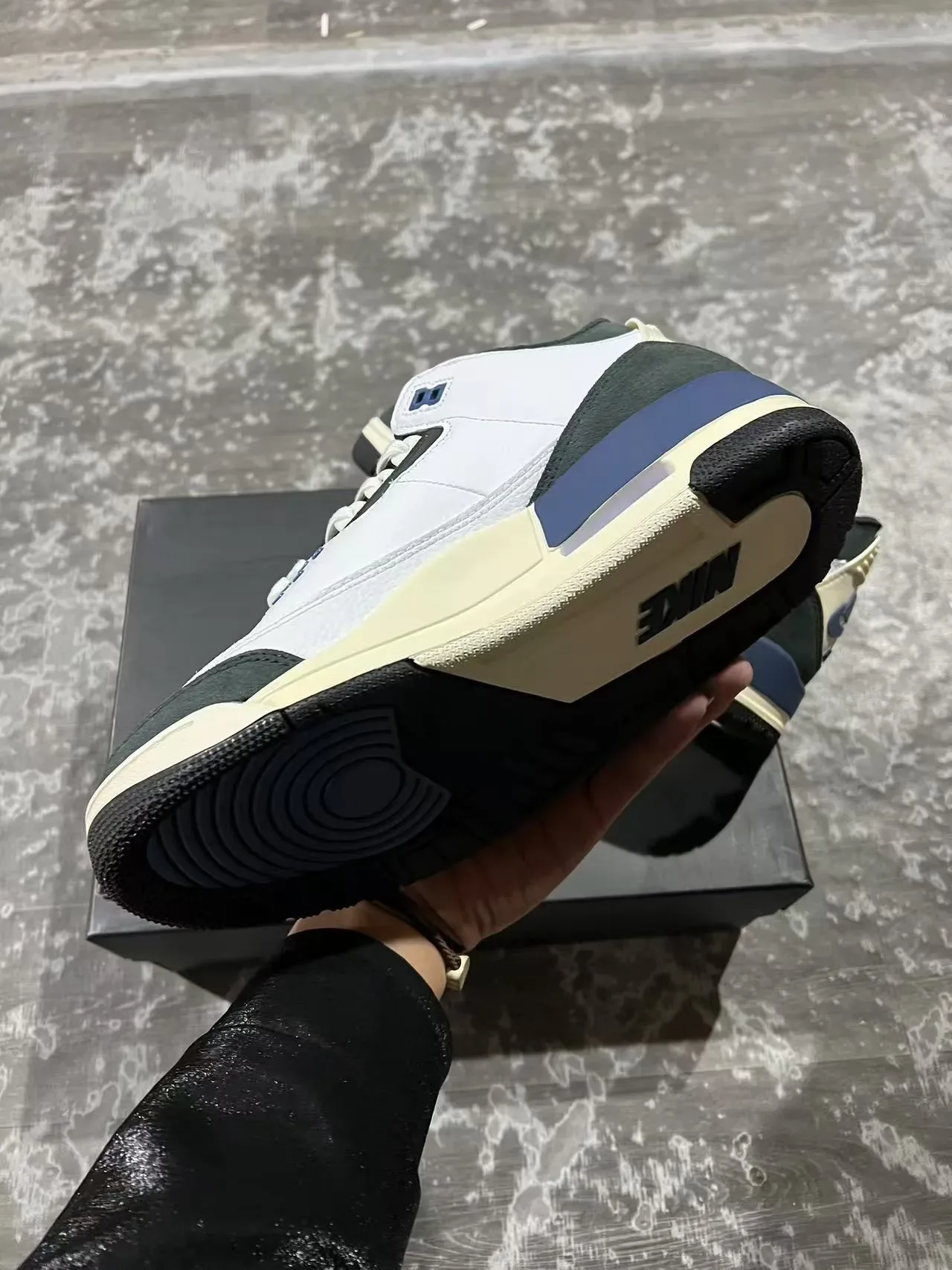 Air Jordan 3 White Black Navy Tênis de Basquete 6