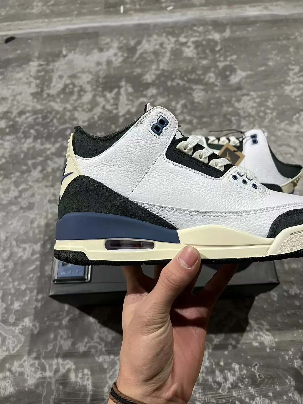 Air Jordan 3 White Black Navy Tênis de Basquete 7