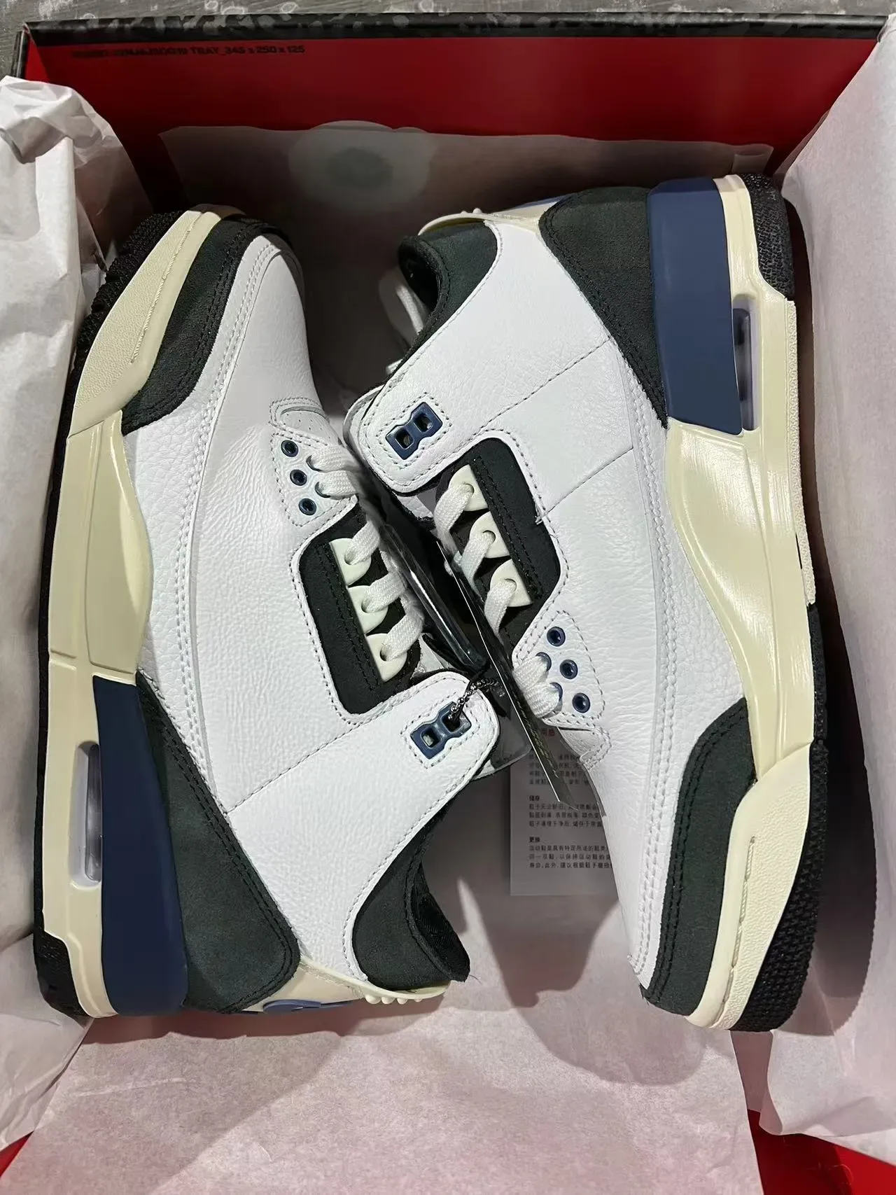 Air Jordan 3 White Black Navy Tênis de Basquete 9