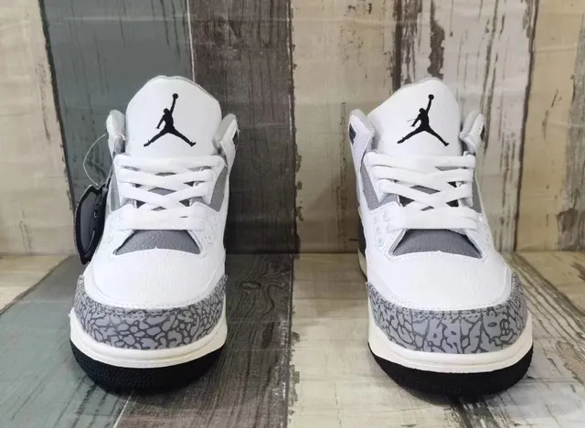 Air Jordan 3 হোয়াইট কার্বন গ্রে এলিফ্যান্ট প্রিন্ট বাস্কেটবল জুতো 3