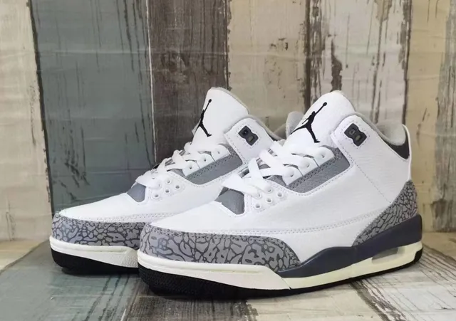 Air Jordan 3 হোয়াইট কার্বন গ্রে এলিফ্যান্ট প্রিন্ট বাস্কেটবল জুতো 5