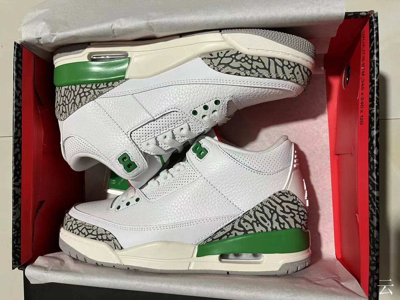 Air Jordan 3 White Green Elephant Basketball Shoes 6