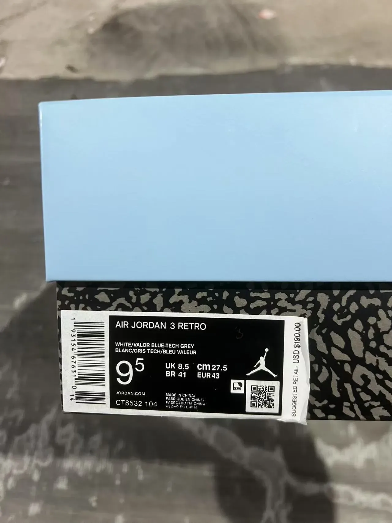 Air Jordan 3 白蓝象纹篮球鞋 10