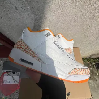 Air Jordan 3 সাদা কমলা এলিফ্যান্ট প্রিন্ট বাস্কেটবল জুতো