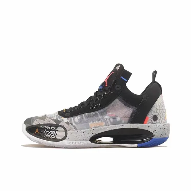 Chaussures de basketball montantes Air Jordan 34 blanc et turquoise translucide 3