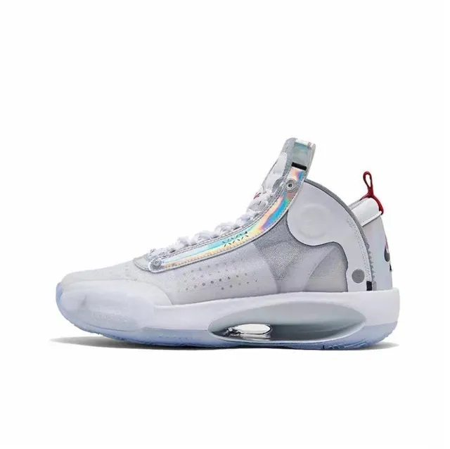 Chaussures de basketball montantes Air Jordan 34 blanc et turquoise translucide 6
