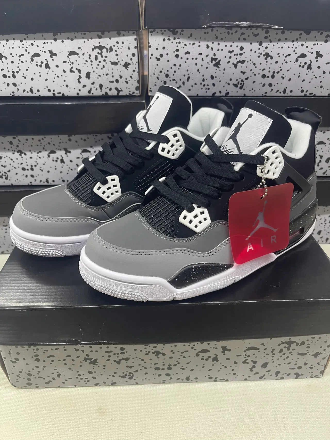 Air Jordan 4 أسود كول غراي أبيض أحذية كرة السلة 4