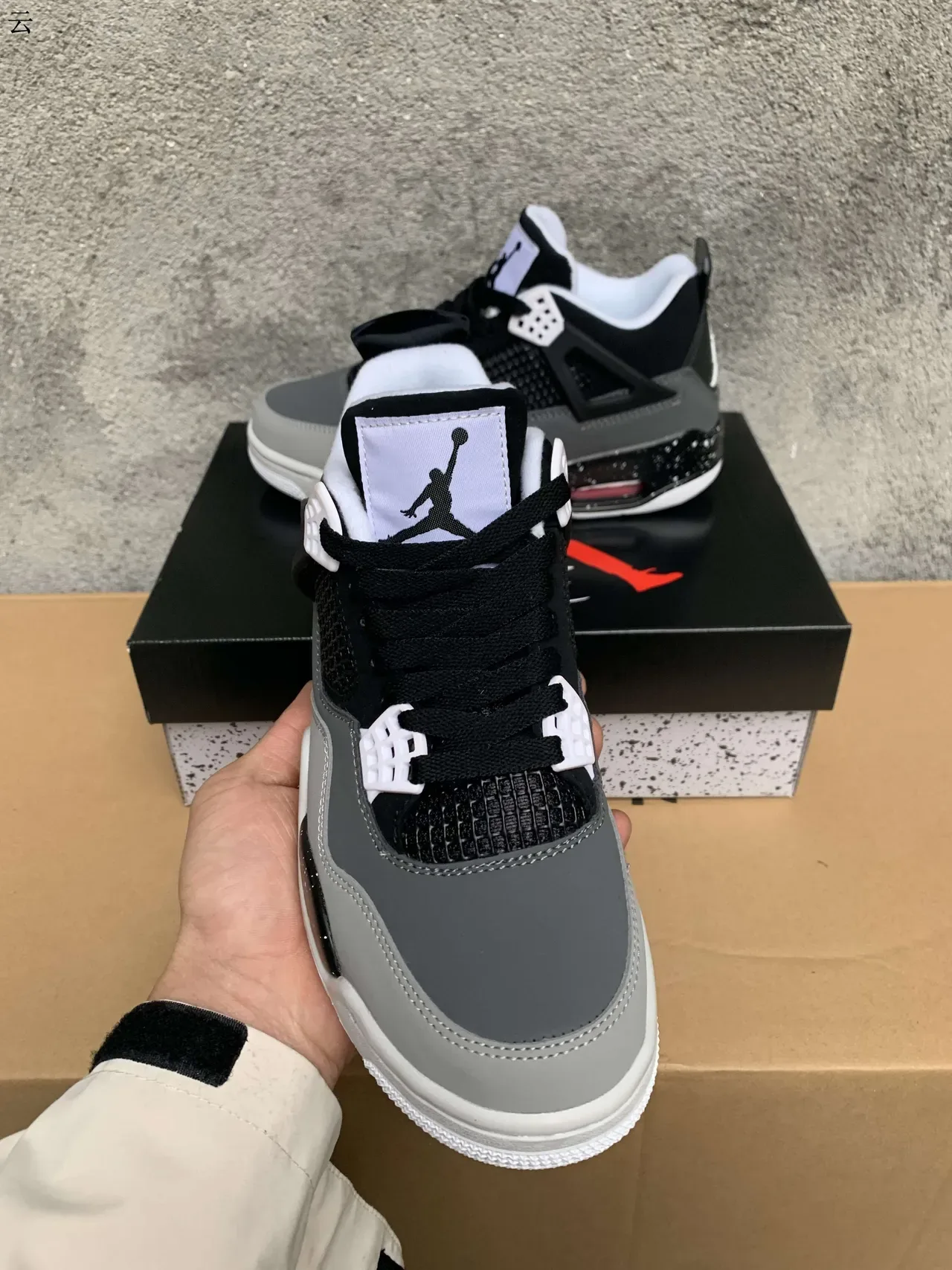 Air Jordan 4 Black Gray White Speckled Basketball Shoes 2