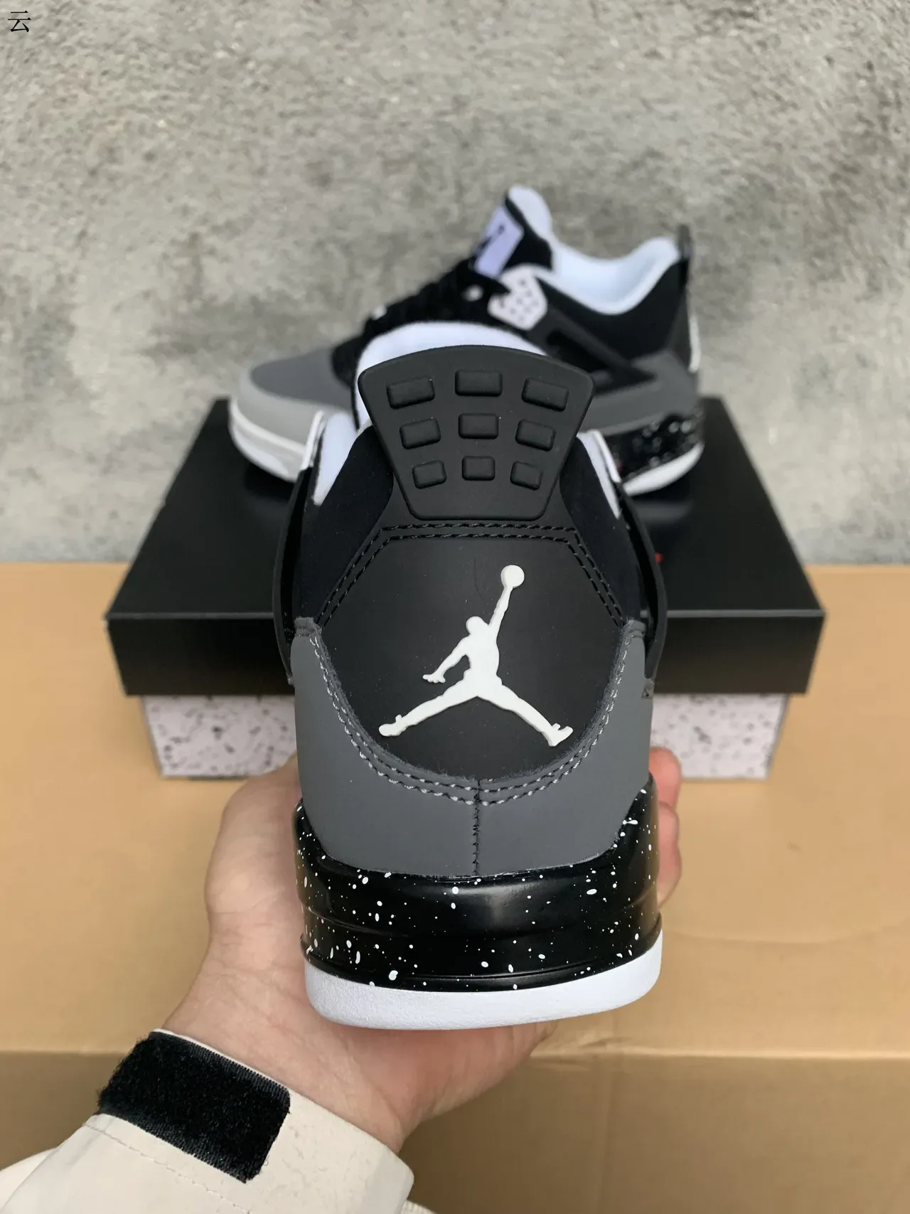 Air Jordan 4 Black Gray White Speckled Basketball Shoes 3