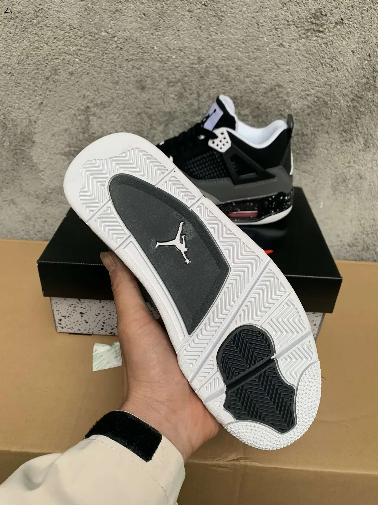 Air Jordan 4 Black Gray White Speckled Basketball Shoes 4