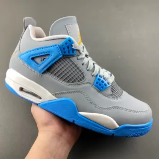 Tênis de basquete Air Jordan 4 cinza azul amarelo