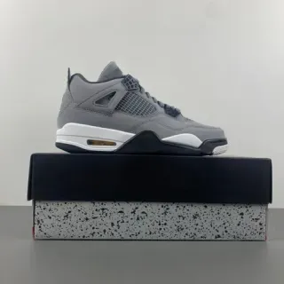 Air Jordan 4 رمادي أبيض أسود أحذية كرة السلة
